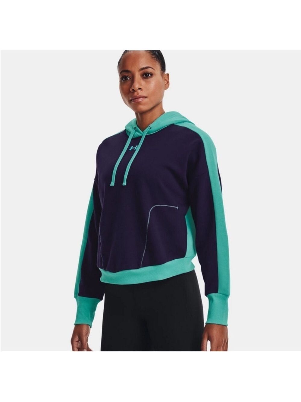 Under Armour Rival Fleece Colour Block Loose Hoodie Size XL